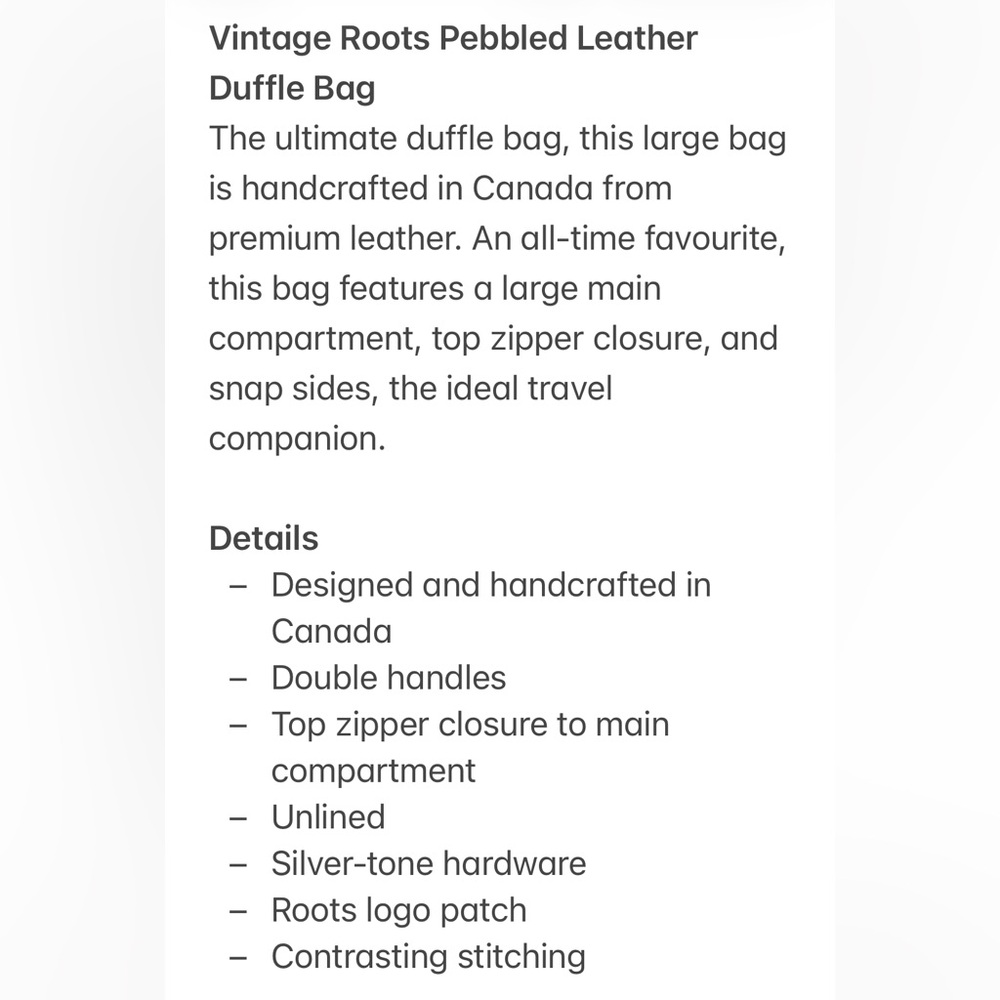 Vintage Roots Large Pebbled Leather Duffle Bag - Picture 11 of 12